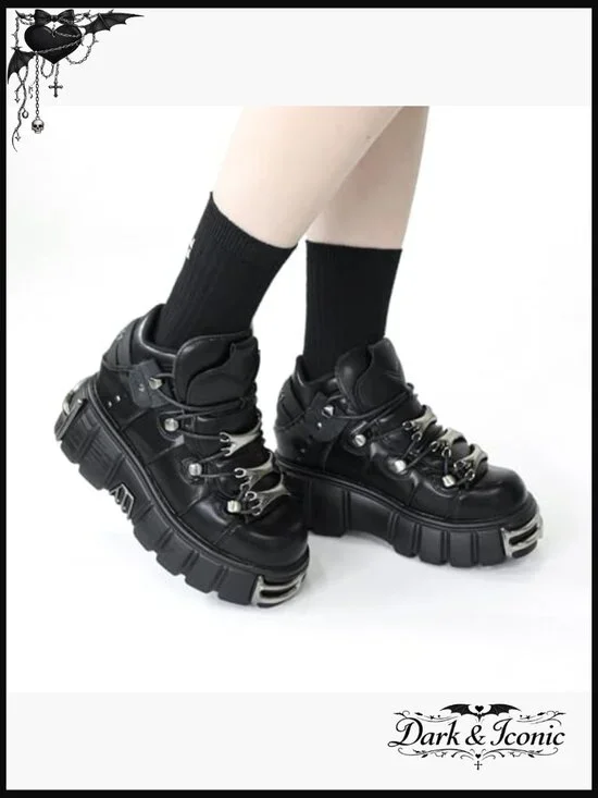 Women's Platform Combat Boots Lace-Up Ankle Boots Waterproof Synthetic Leather - Picture 5 of 7